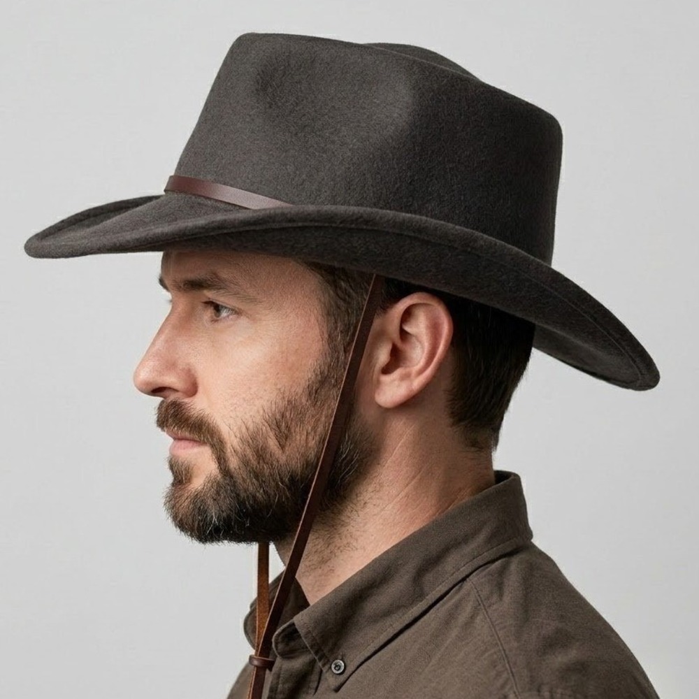 Yellow 108 Fedora Hat Mens Womens Large Gray Wool Water Repellent Cowboy Western